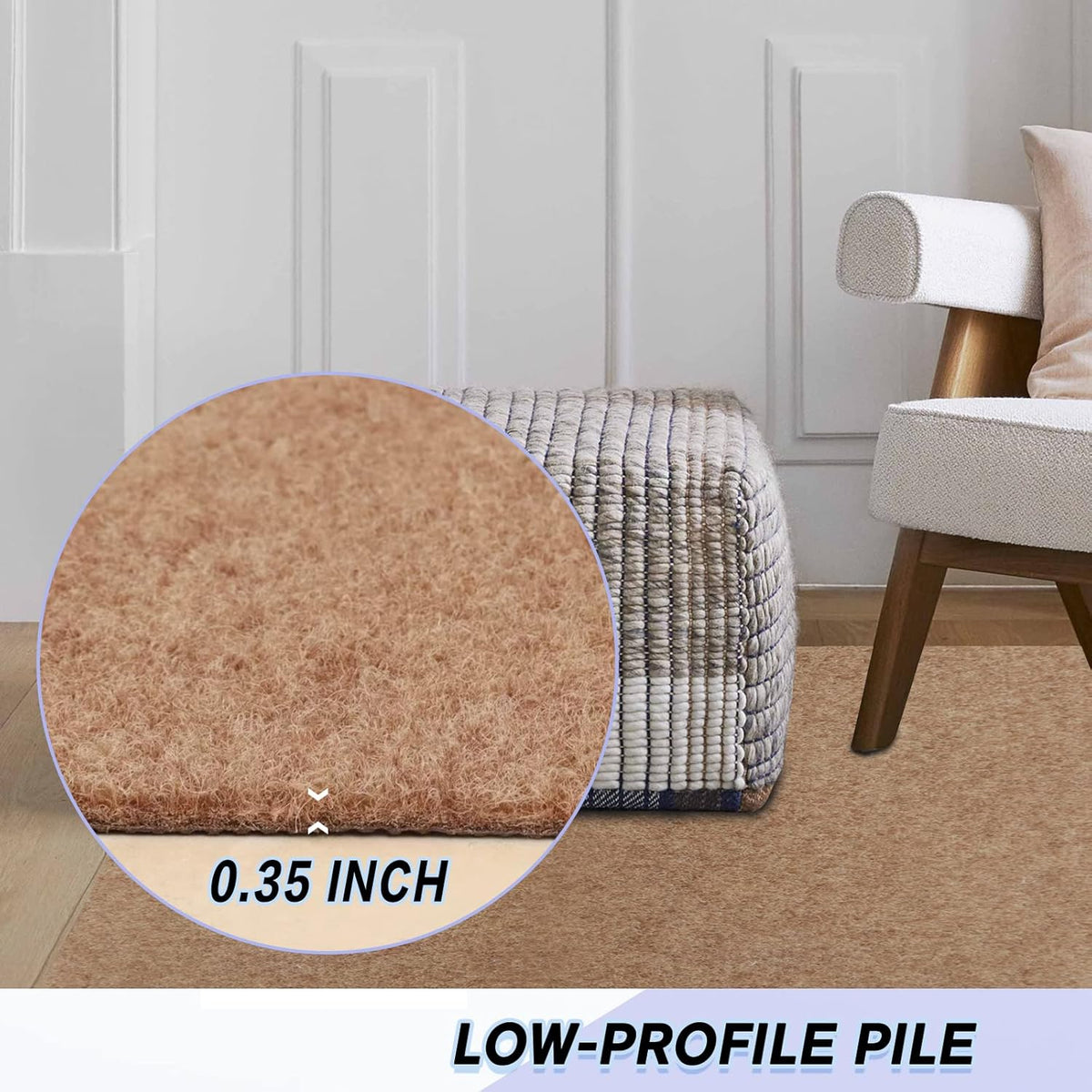 Custom Size Backed Non-Slip Area Rugs Runner, Easy Clean, Waterproof Runner Rugs for Hallway Entryway, Kitchen, Laundry, 2FT x 2FT, Beige