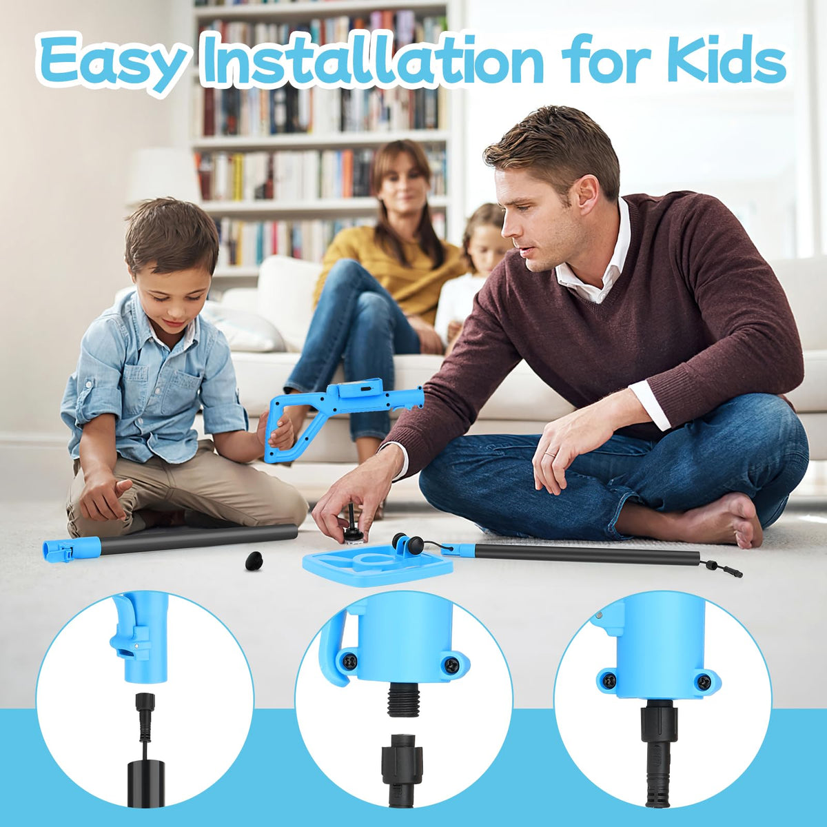 OMMO Kids Metal Detector with Funny LCD Display, Adjustable Height(Azure)