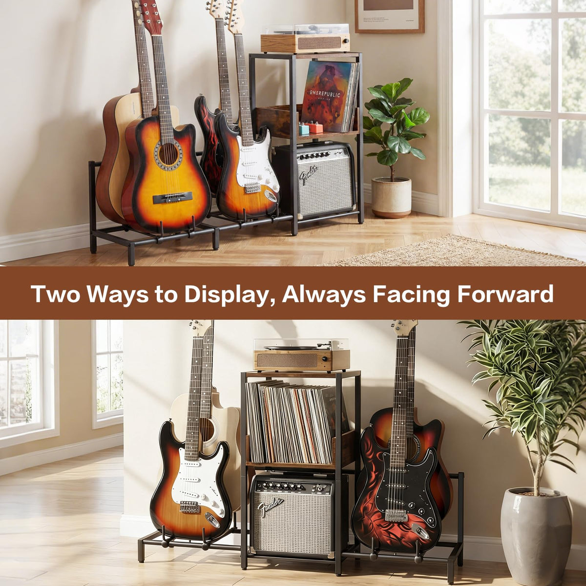 Bikoney Guitar Stand Floor for Multiple Guitars with Amp Stand