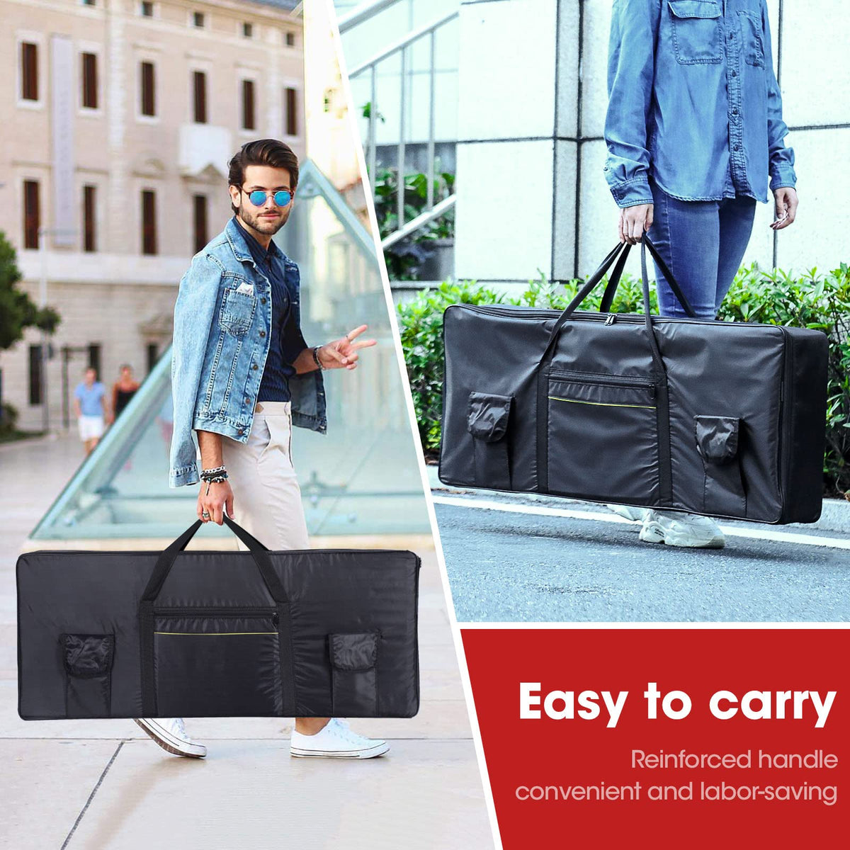 Monkeysell 61 Key Keyboard Bag 3 Storage Pockets 420D Oxford cloth