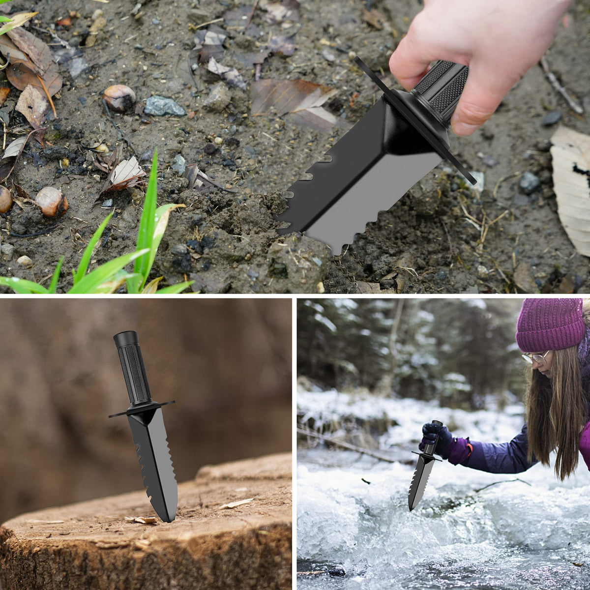 Metal Detector Shovel, Heavy Duty Serrated Edge Metal Detector Digging Shovel, Sturdy Metal Detecting Shovel, Gardening Accessories Digging Knife for Metal Detection Digging Loosening Planting