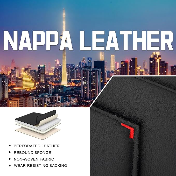 CTDS Car Seat Covers for Honda Accord 2000-2026, Stylish Sport Seat Cover, Premium Nappa Leather Car Seat Cover. Automobile Seat Covers Sets.(Standard 5 Seats/Black Red)