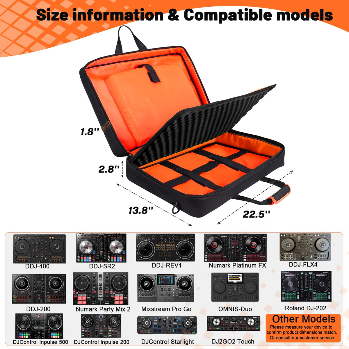 Timoxi DJ Controller Case for DDJ-FLX4/ 200/400/SR2/REV1 Numark Party Mix 2