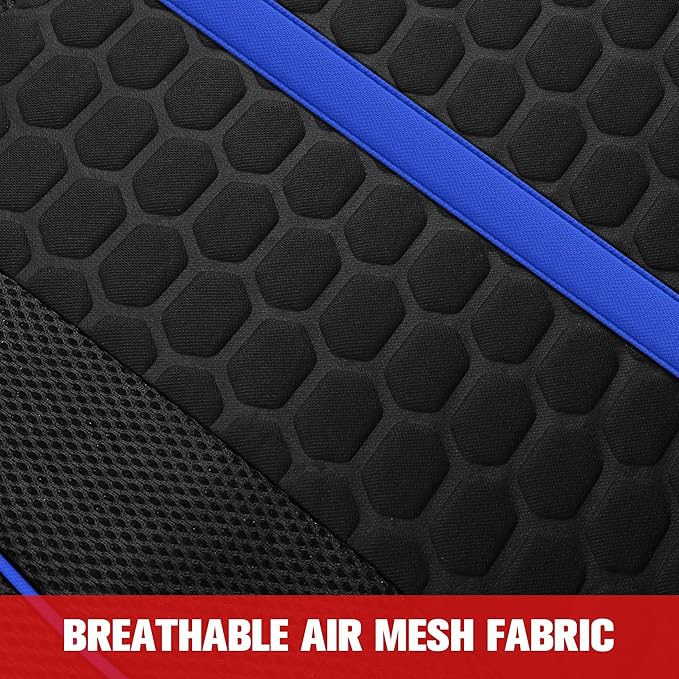 Breathable Premium Car Seat Covers Full Set，3D Air-Mesh Seat Covers for Cars，Comfortable Safety Airbag Compatible，Universal for Most Cars Sedan Truck SUV(Black/Blue)
