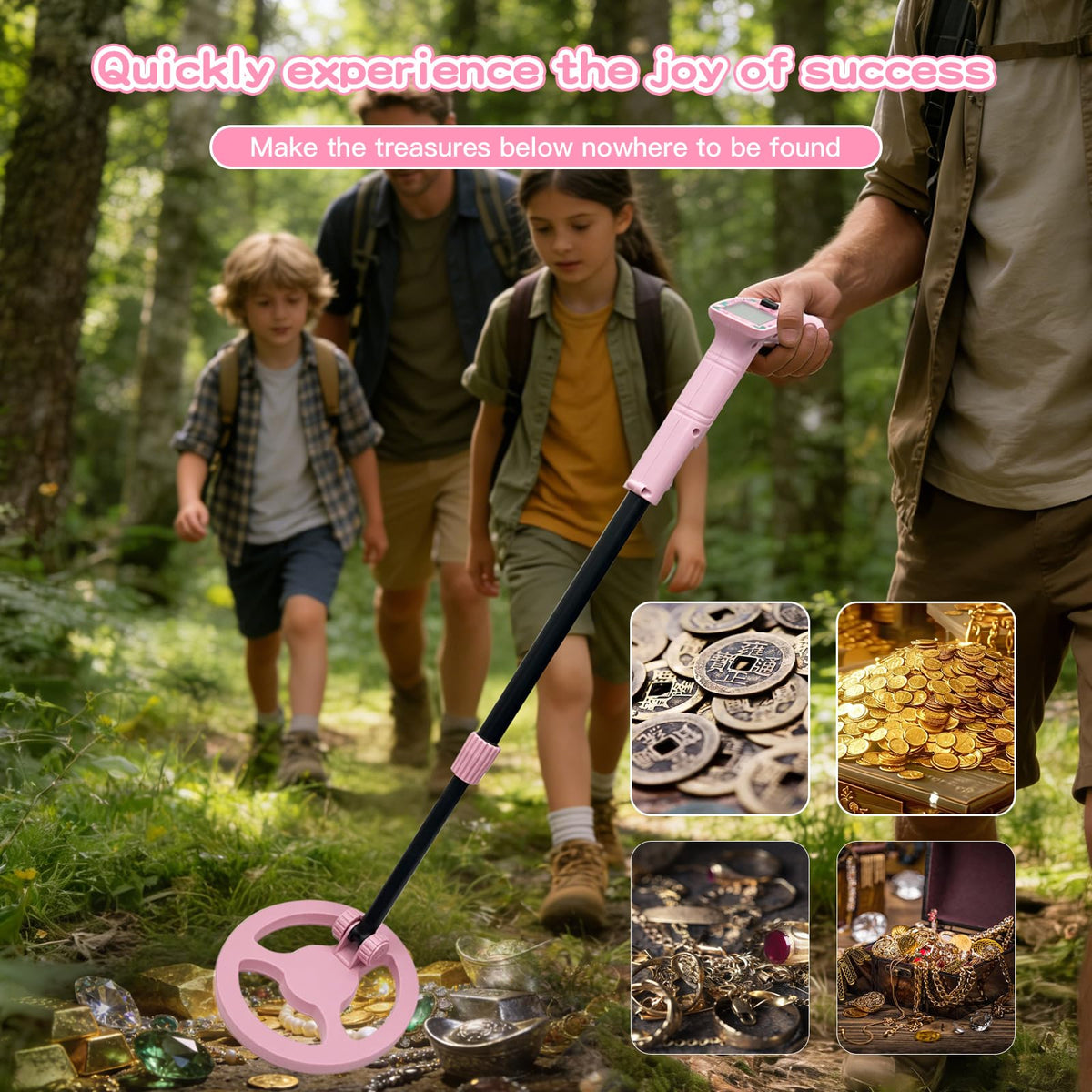 Metal Detector for Kids,0.88lbs Treasure Hunter,Pink Set