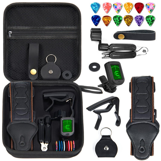 Guitar Accessories Kit:Storage bag,Strap,Capo,Picks,for Beginners