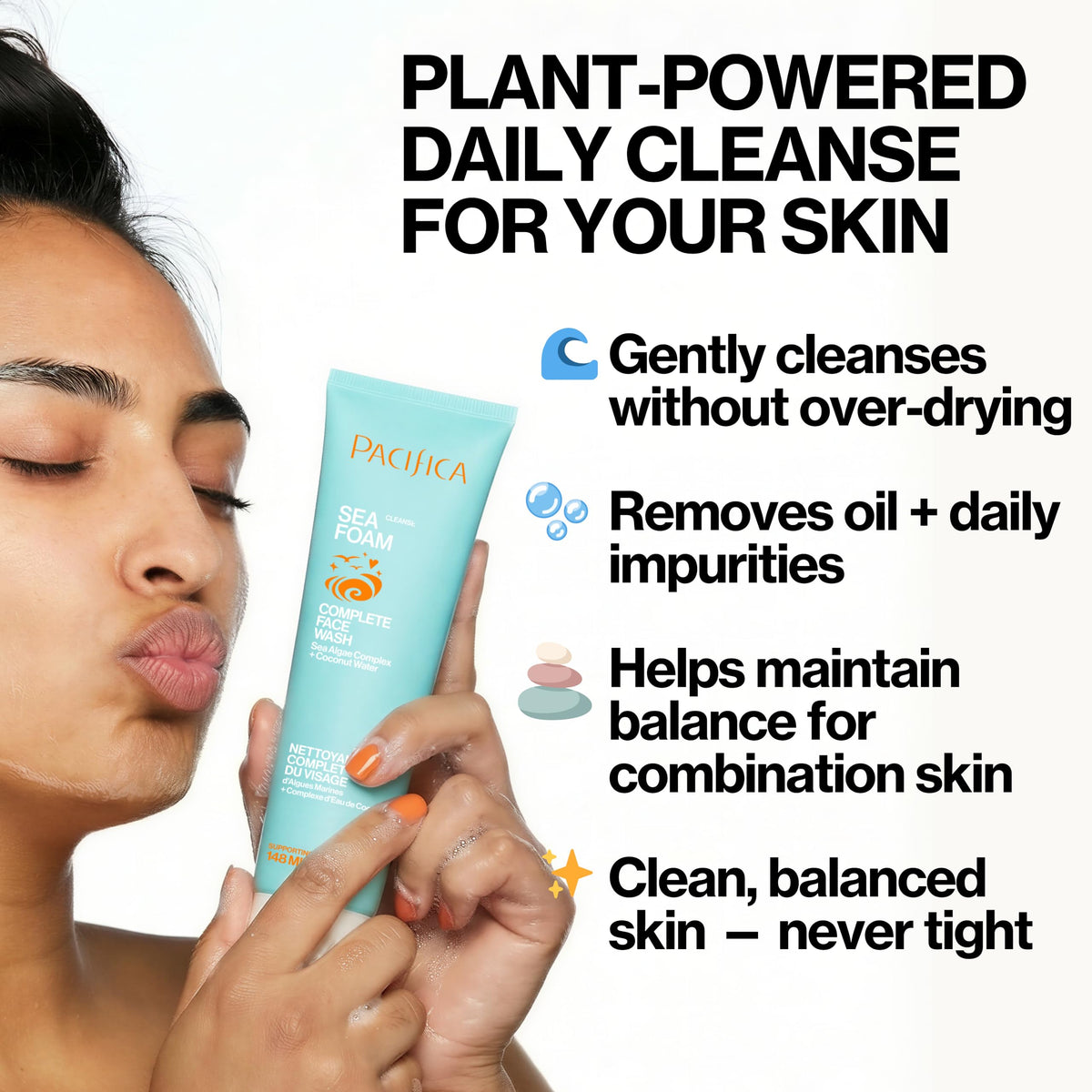 Pacifica Beauty Sea Foam Complete Face Wash Set, Skincare, Daily Gentle Facial Cleanser, Makeup Remover, Coconut Water, Sea Algae Complex, Sulfate & Paraben Free, Vegan, 5 fl oz (2 Pack)