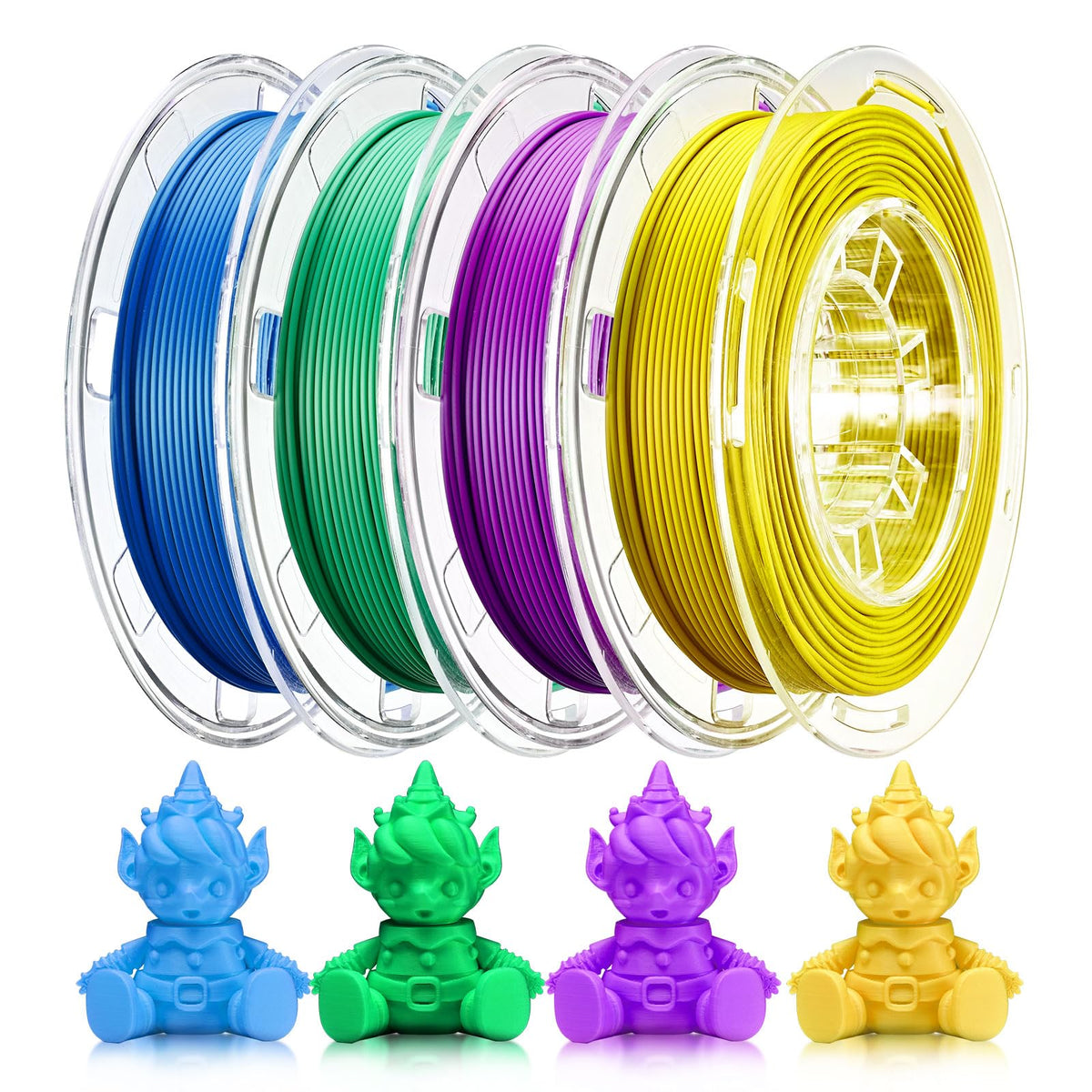 AOSEED PLA Filament Set 1.75mm (±0.02mm), 4-Pack, 200 g (0.44 lb) per Spool