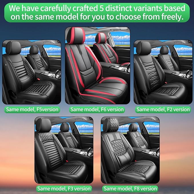 Fit Outback Car Seat Covers for Subaru Outback 2010-2024 2025 2026 -Upgraded Premium Waterproof & Breathable Leather,Airbag Compatible,All-Weather Seat Cushion Protector,Full Set,Black-Red
