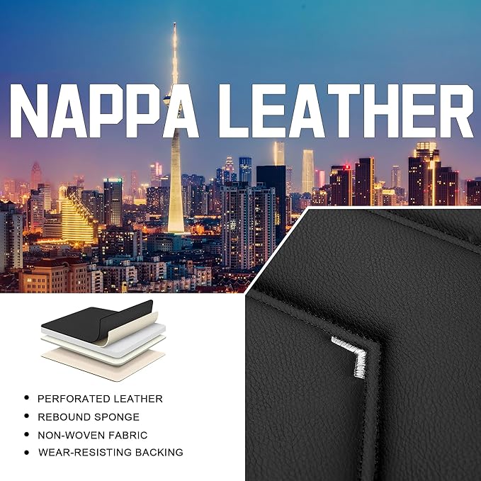 CTDS Car Seat Covers for Honda Accord 2000-2026, Stylish Sport Seat Cover, Premium Nappa Leather Car Seat Cover. Automobile Seat Covers Sets.(Standard 2 Seats/Black White)
