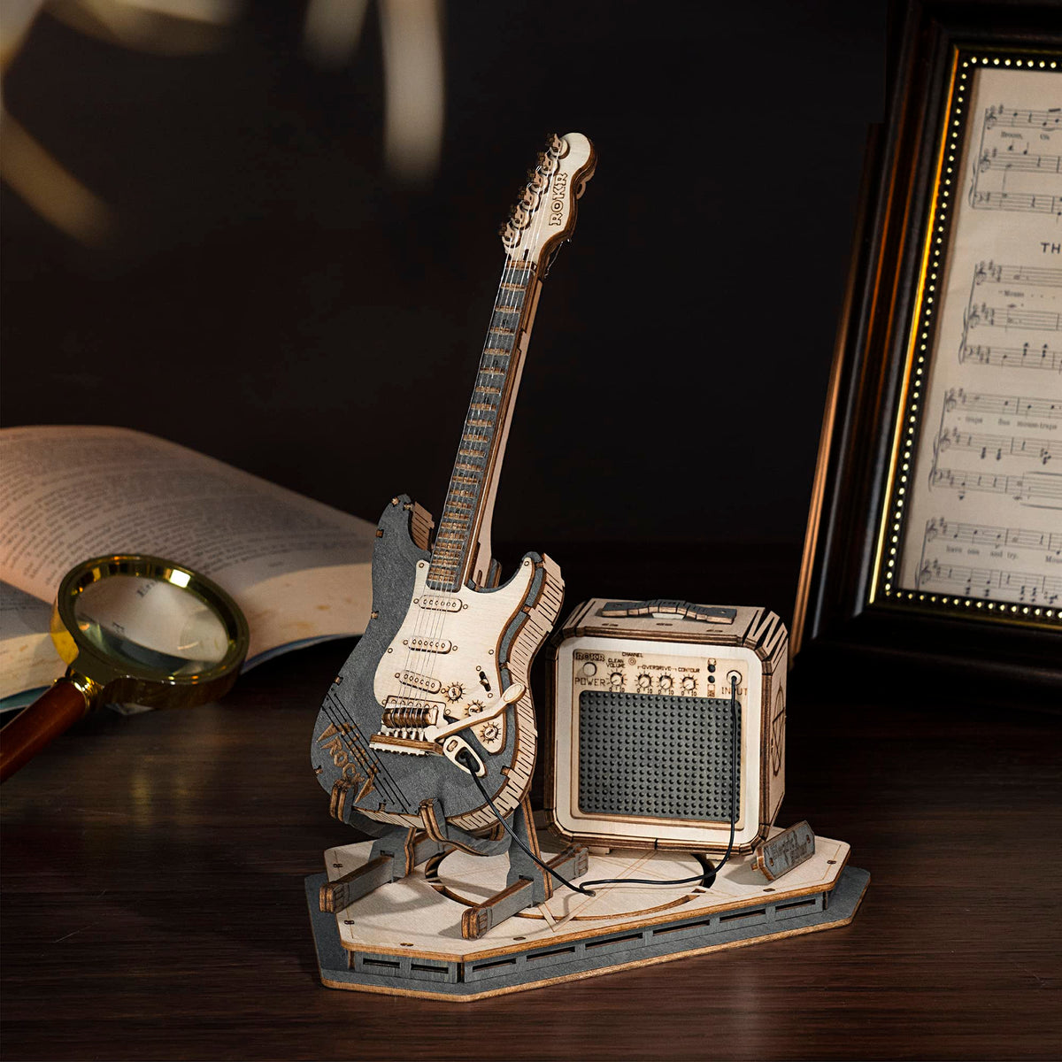ROKR Toy Guitar DIY Kit,STEM Projects for Kids 8-12,Model Kits for Adults,3D Wooden Puzzles for Adults and Kids