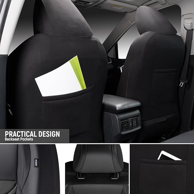 PU Leather Car Seat Covers Full Set – Waterproof seat Cover for Cars，3D Foam Support Automotive seat Covers ，Airbag Compatible, Universal Fit for Cars SUVs Trucks Sedans（Black）