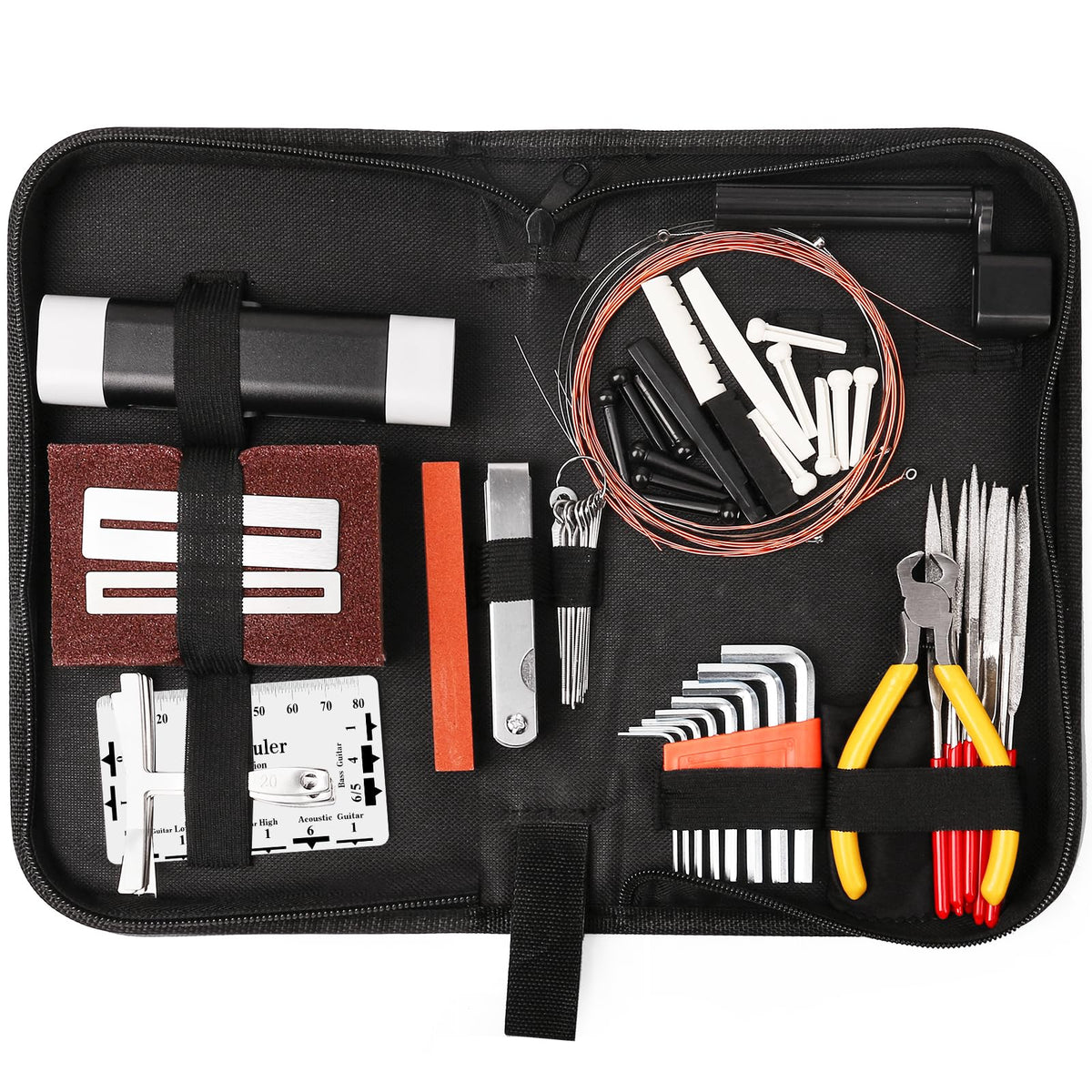 72PCS Guitar Tool Kit Repair Maintenance Accessories Guitar Parts Set with Carry Bag Guitar Care For Electric Acoustic Guitar Ukulele Bass Banjo