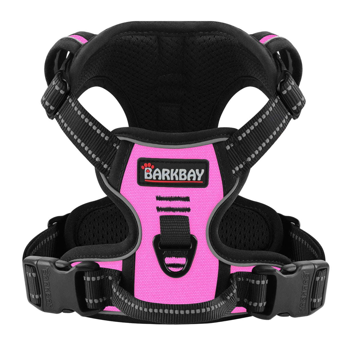 BARKBAY No Pull Pet Harness Dog Harness Adjustable Outdoor Pet Vest 3M Reflective Oxford Material Vest for PINK Dogs Easy Control for Small Medium Large Dogs (L)