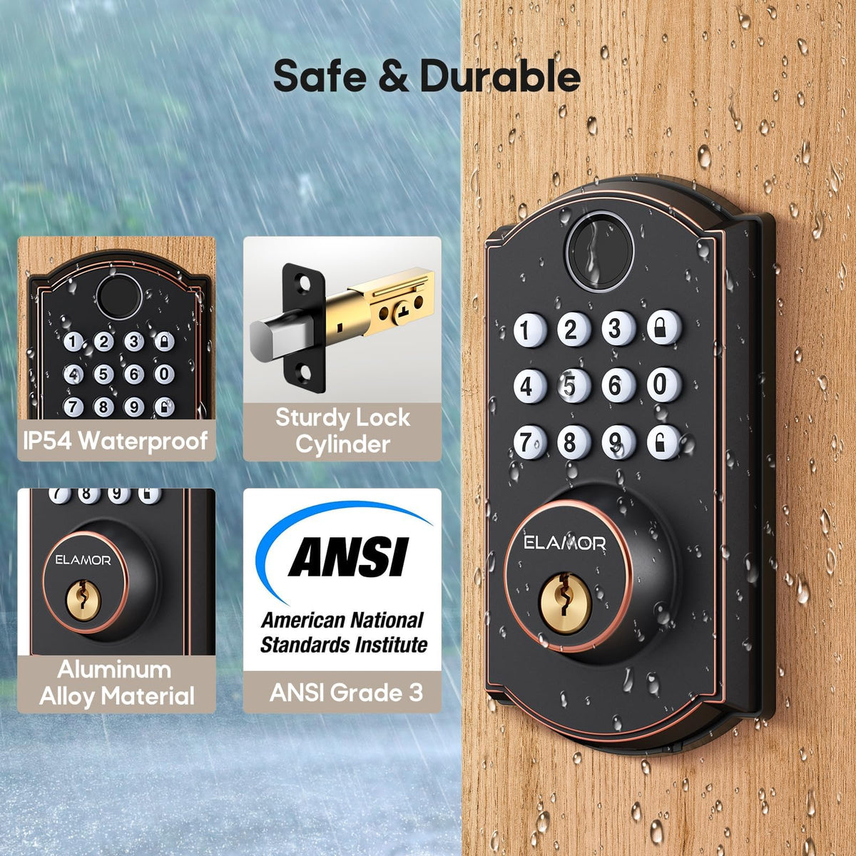 M19 Fingerprint Door Lock, Smart Keyless Entry Deadbolt for Front Door ORB