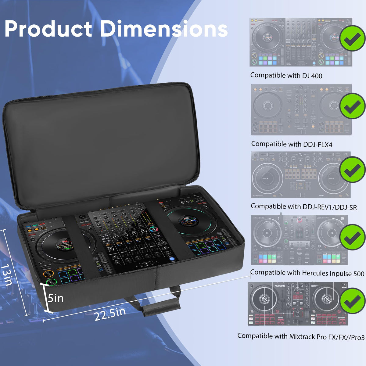 DJ Controller Case Soft Padded, DJ Controller Backpack Bag W/ Multi-pocket