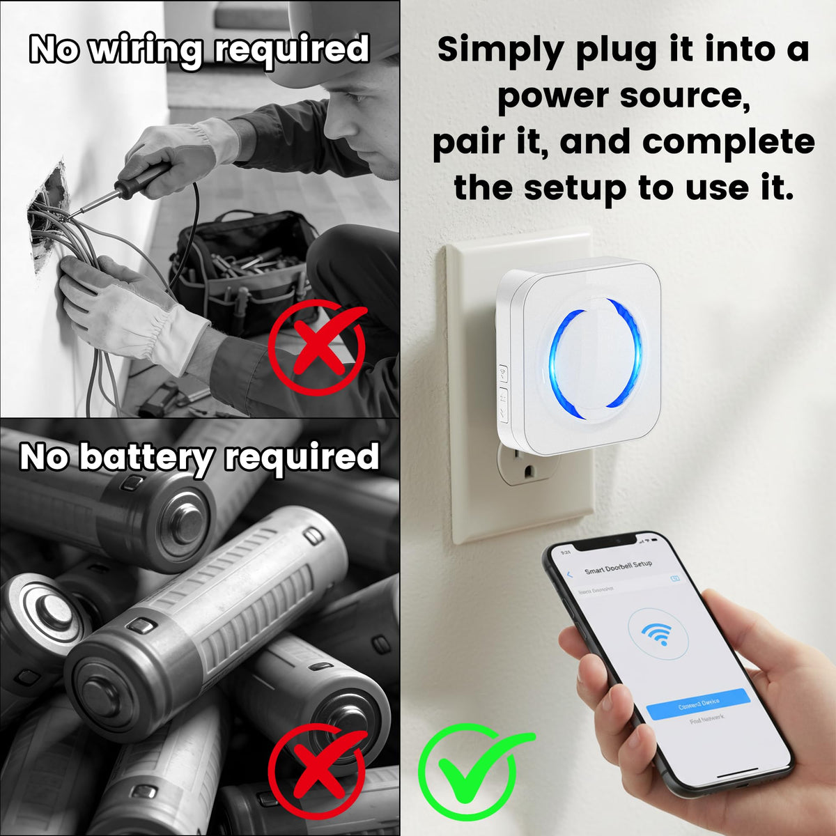 LUCKYDUO Smart WiFi Doorbell Chime for Ring, Blink & Nest, 58 Tones