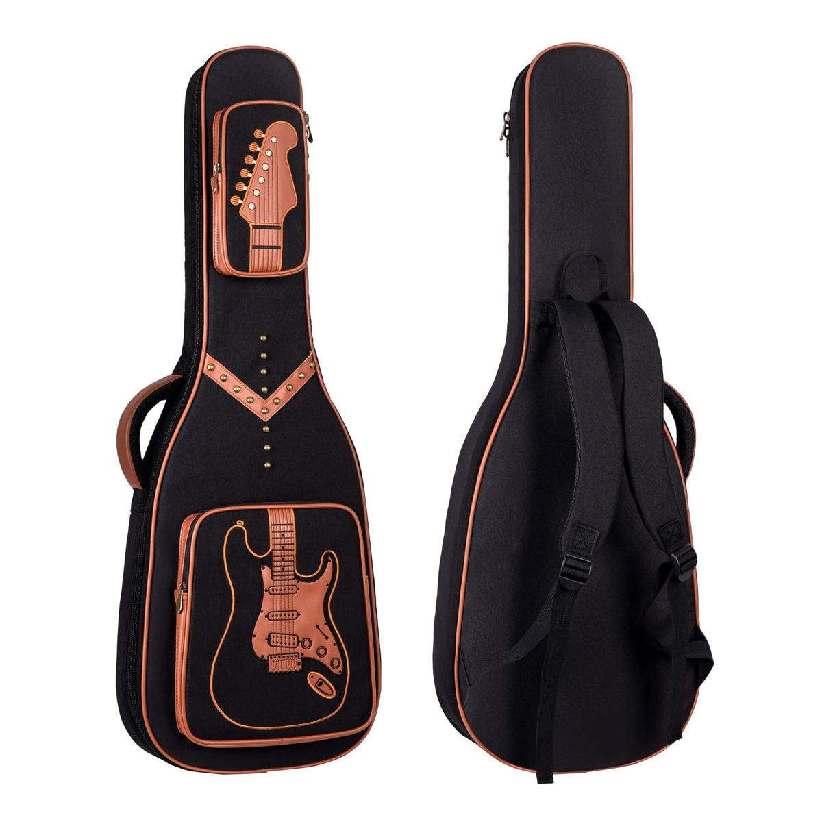 PPOPPO 39/40" Electric Guitar Bag 0.5" 300D Waterproof PU Punk Rivet Style