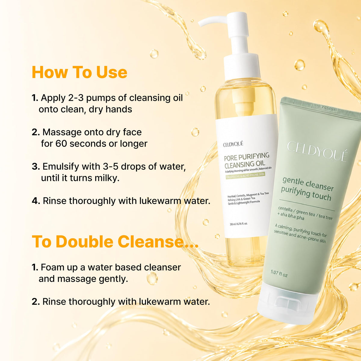 Korean Cleansing Oil Makeup Remover w/ LHA Centella Tea Tree Heartleaf Murwort & Green Tea | Lightweight Deep Pore Cleaner for Blackheads Sebum Waterproof Sunscreen & Sensitive Acne-Prone Skin 6.7 Oz