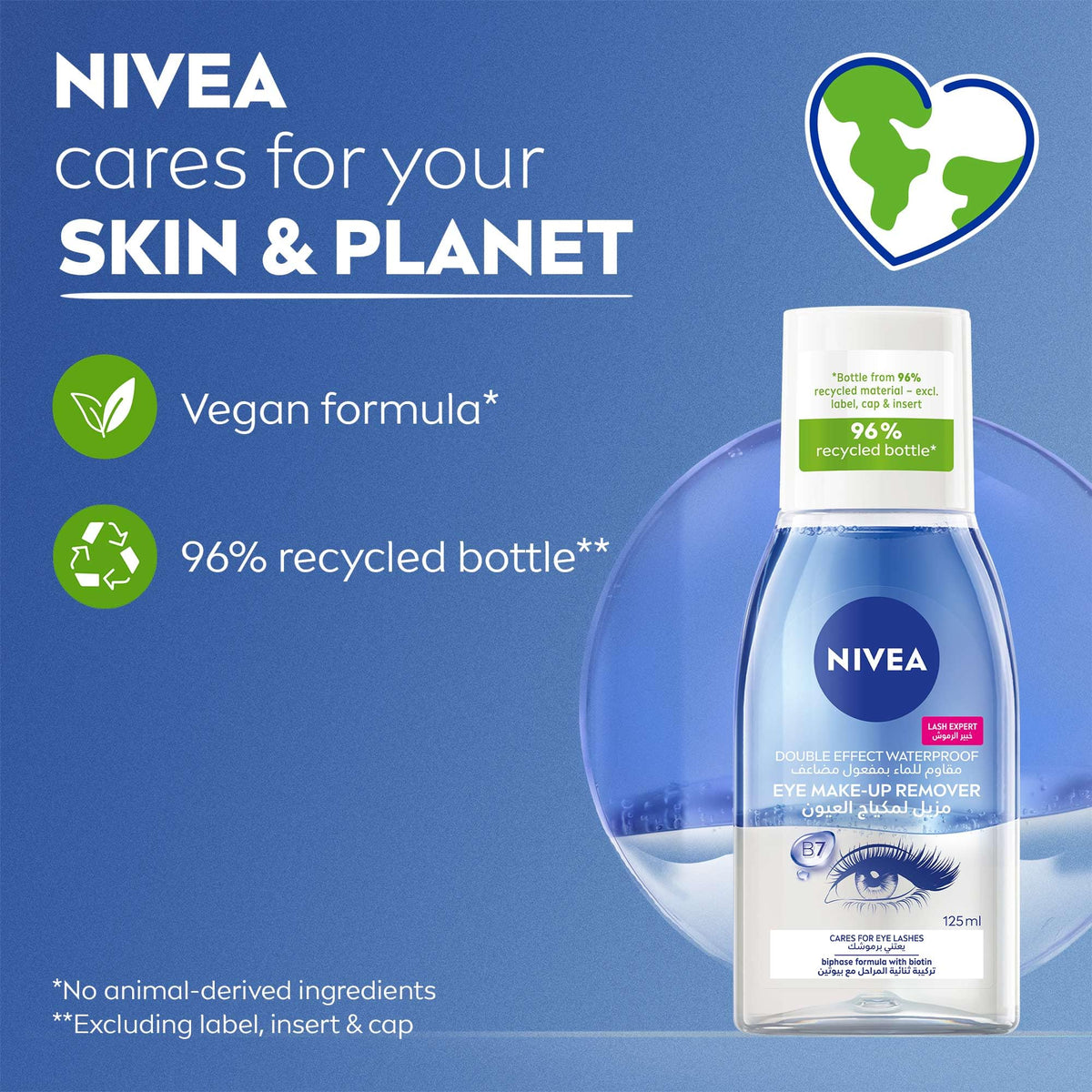 NIVEA Gentle Two‑Phase Eye & Makeup Remover – Bi‑Phase Formula Quickly Dissolves Stubborn & Waterproof Makeup, Ophthalmologist & Dermatologist Tested, Safe for Sensitive Eyes, 4.23 fl oz