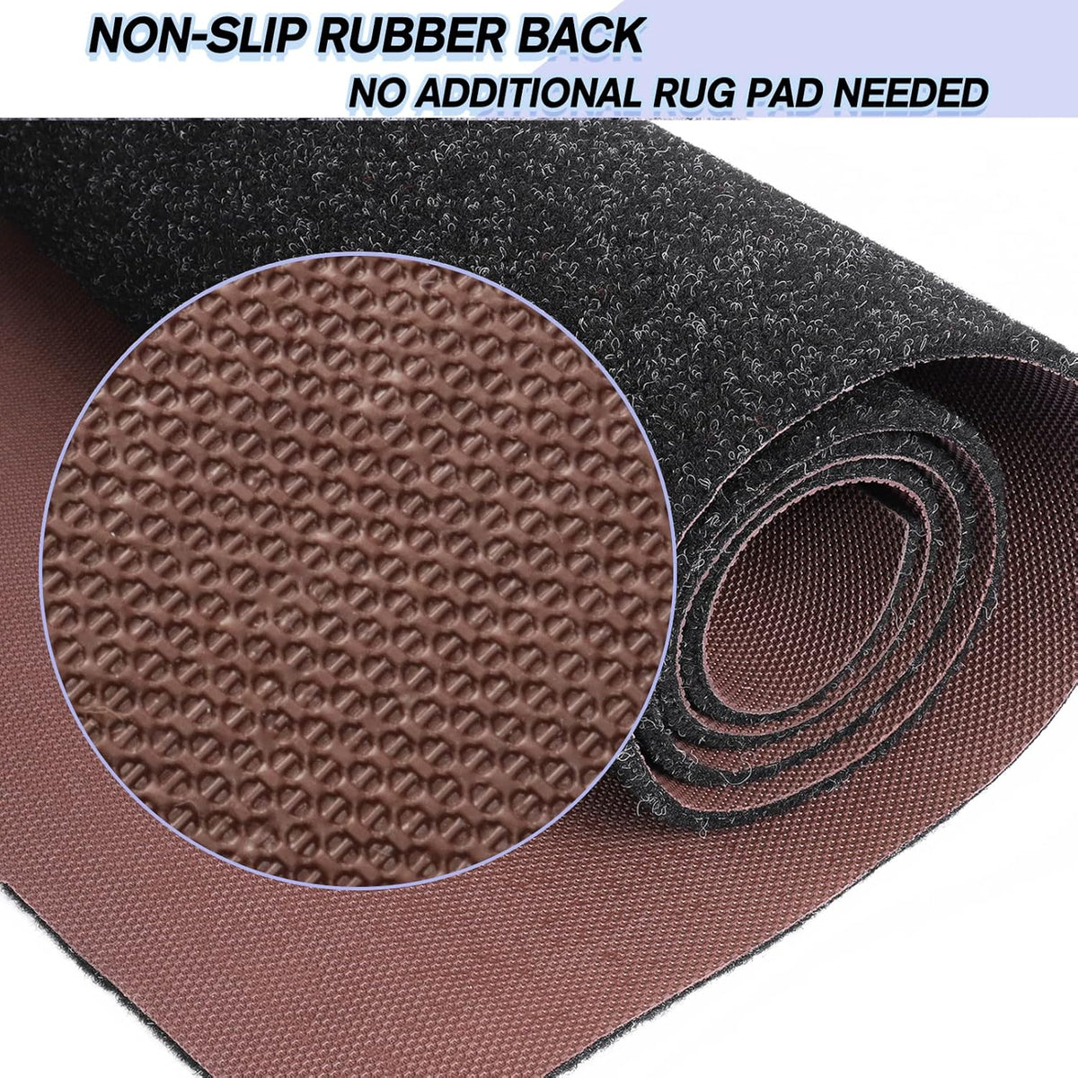 Custom Size Backed Non-Slip Area Rugs Runner, Easy Clean, Waterproof Runner Rugs for Hallway Entryway, Kitchen, Laundry, 4FT x 17FT, Black