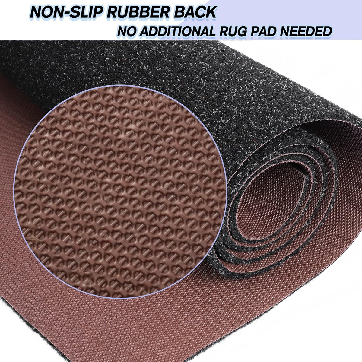 Custom Size Backed Non-Slip Area Rugs Runner, Easy Clean, Waterproof Runner Rugs for Hallway Entryway, Kitchen, Laundry, 2FT x 39FT, Black