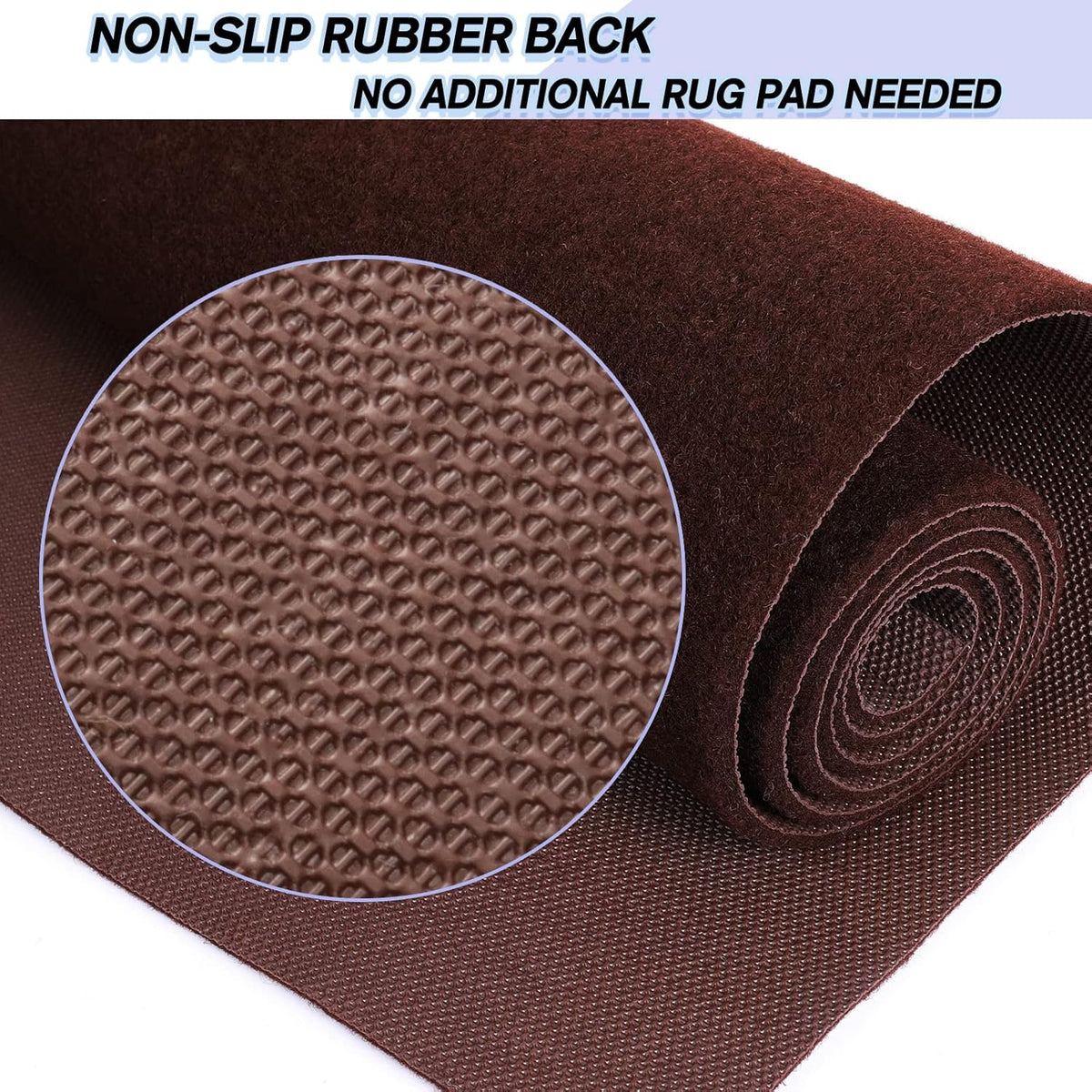 Custom Size Backed Non-Slip Area Rugs Runner, Easy Clean, Waterproof Runner Rugs for Hallway Entryway, Kitchen, Laundry, 4FT x 29FT, Brown
