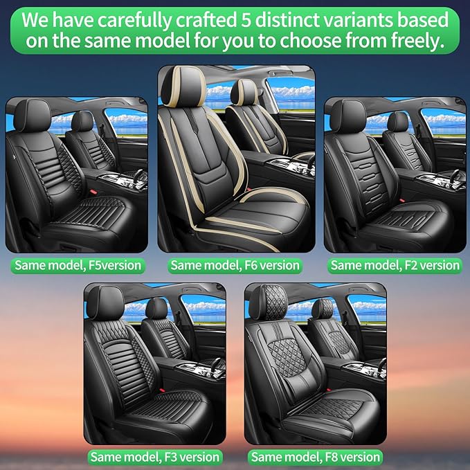 Fit Prologue Car Seat Covers for Honda Prologue 2024 2025 2026-Upgraded Premium Waterproof & Breathable Leather,Airbag Compatible,All-Weather Seat Cushion Protector,Full Set,Black-Beige