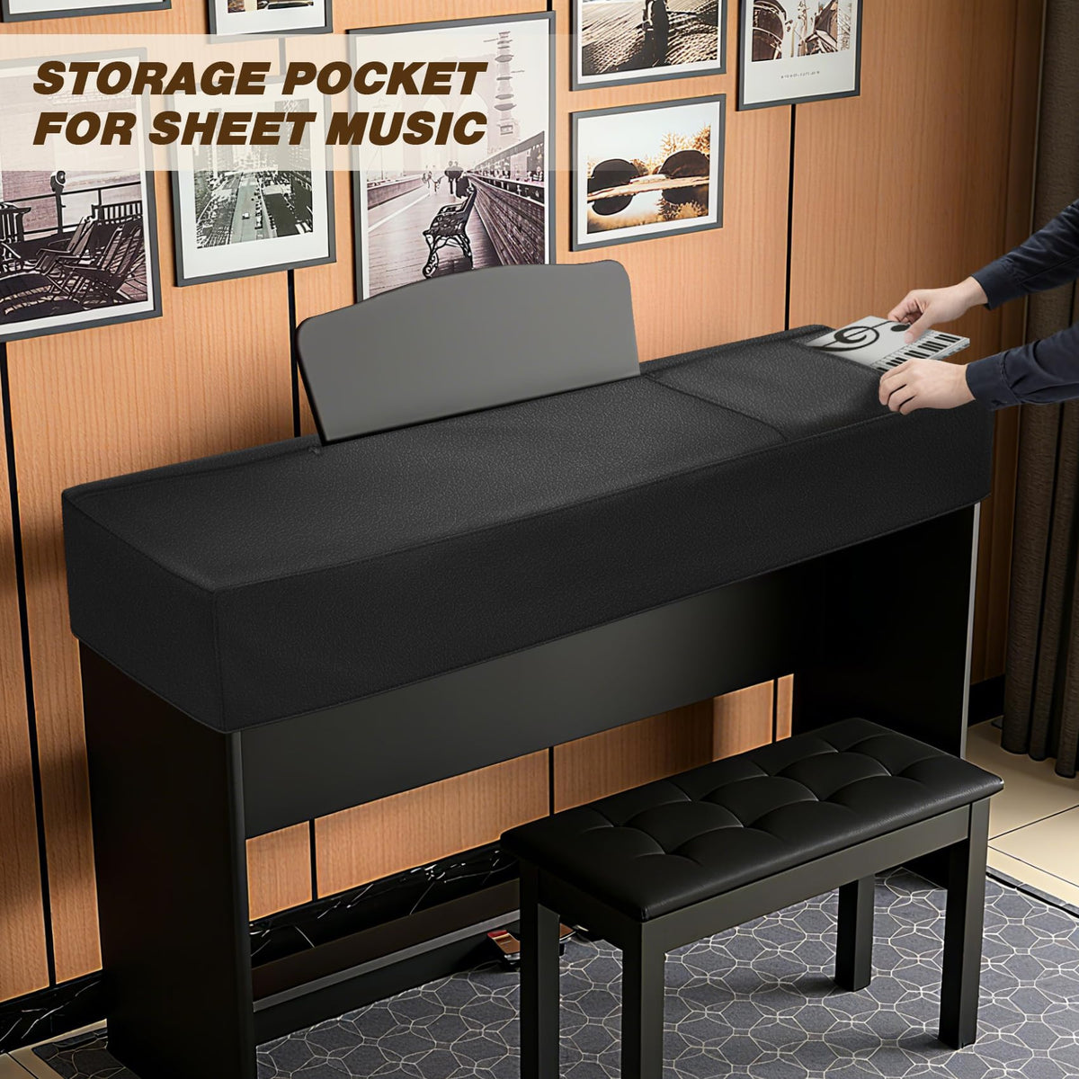 Explore Land 88 Keys Digital Piano Dust Cover, 53.5"Lx12.5"Wx8"H, Black