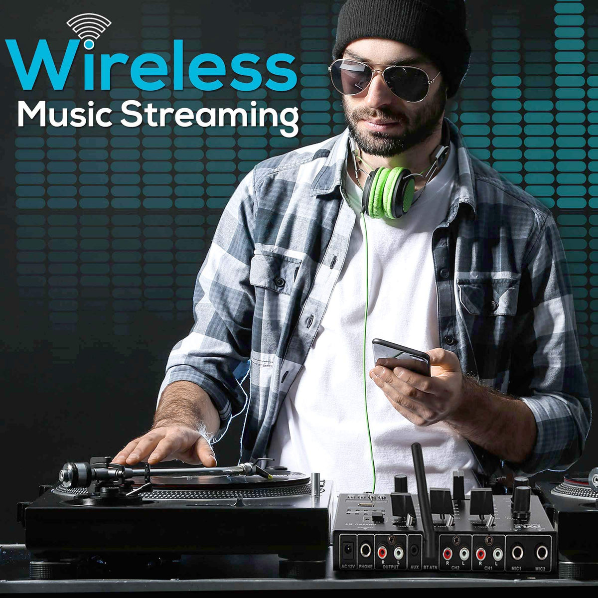 Pyle 3-Channel Professional DJ Mixer w/ Bluetooth - Dual Balanced Mic Inputs w/ Talkover, USB-A MP3 Player, Phono/Line In, CUE Monitor, Crossfader, LED Display for Mobile DJ, Karaoke, Events - PMX8BU