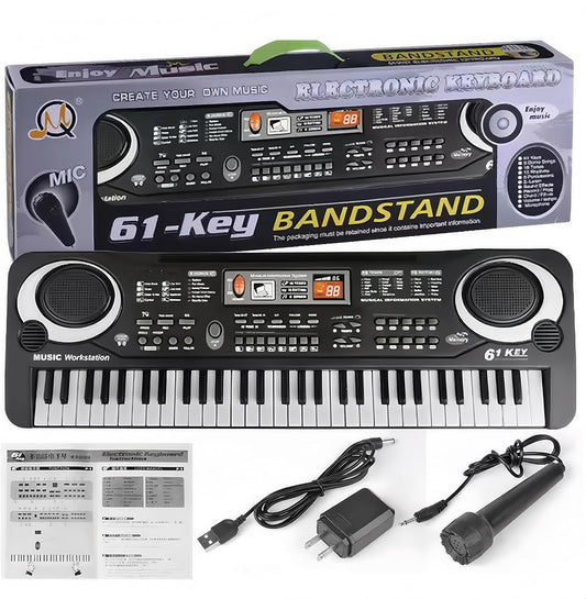 Mini 61 Key Keyboard Piano, Portable Electronic Keyboard Piano with 6 Demo Songs Musical Gift for Beginners