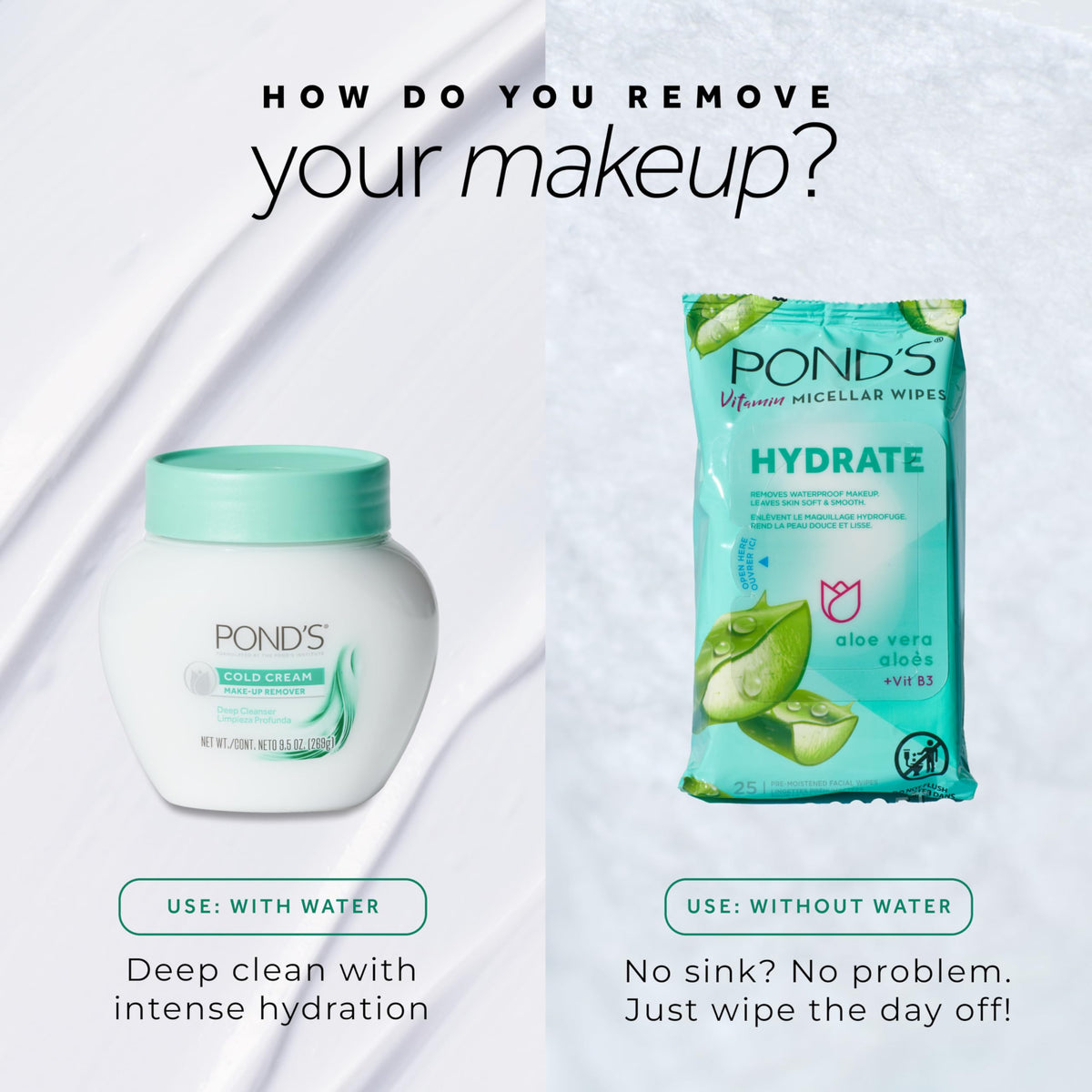 POND'S Cold Face Cream, Skin Care Facial Cleanser for All Skin Types, Deep Moisturizing Face Wash & Makeup Remover, 9.5 oz, 3 Pack