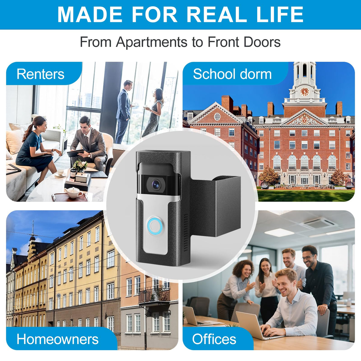Homalor Ring Doorbell Mount, Anti-Theft, No Drill, Renter Friendly