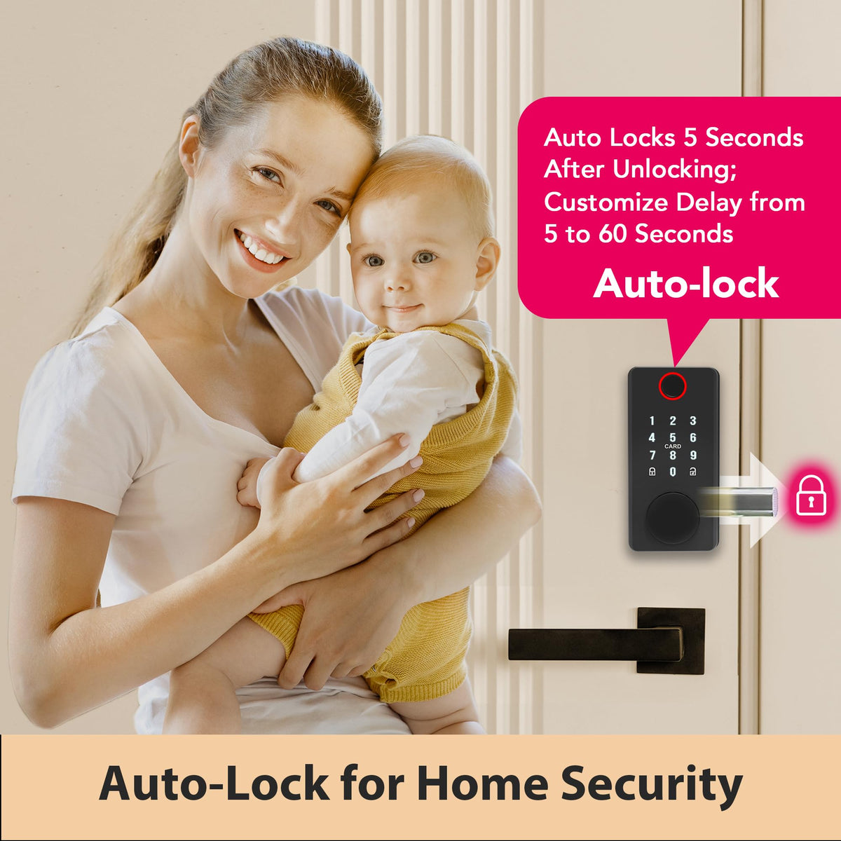Heart of Tafiti Smart Door Lock Deadbolt with Digital Keypad, Keyless Entry and Fingerprint Lock for Front Door, Bluetooth Electronic Lock with APP Control, Anti-Peeping Password