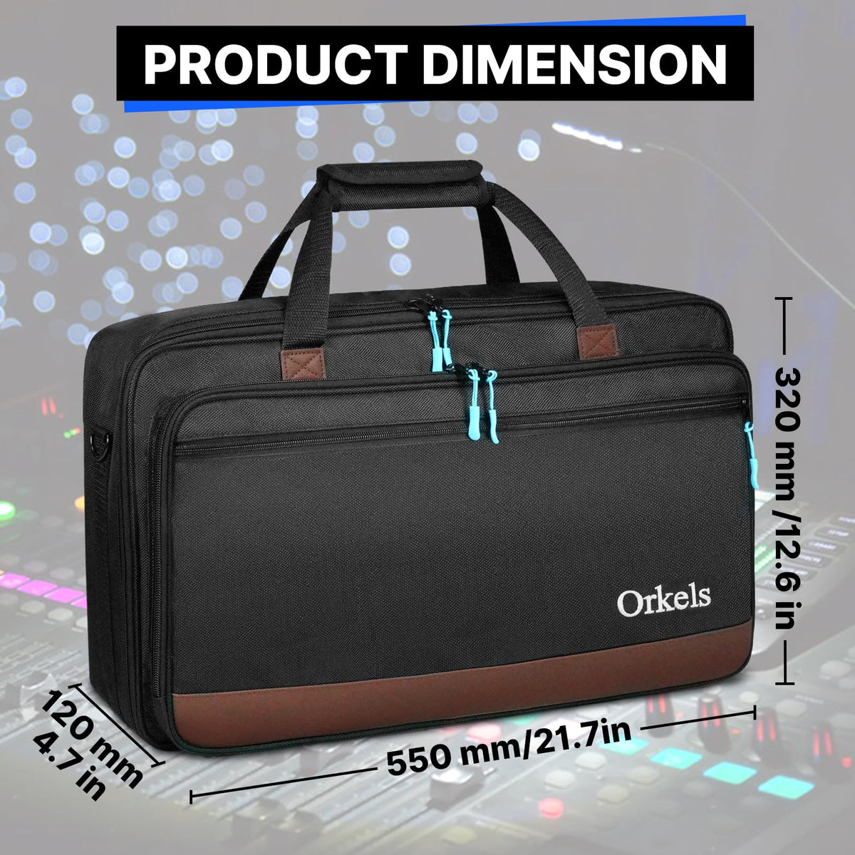 ORKELS DJ Controller Bag, Portable Padded DJ Travel Case with Storage Pocket, Compatible with Pioneer DDJ-400 SB3 SB2 RB FLX4 REV1 DJ2GO2 Party Mix