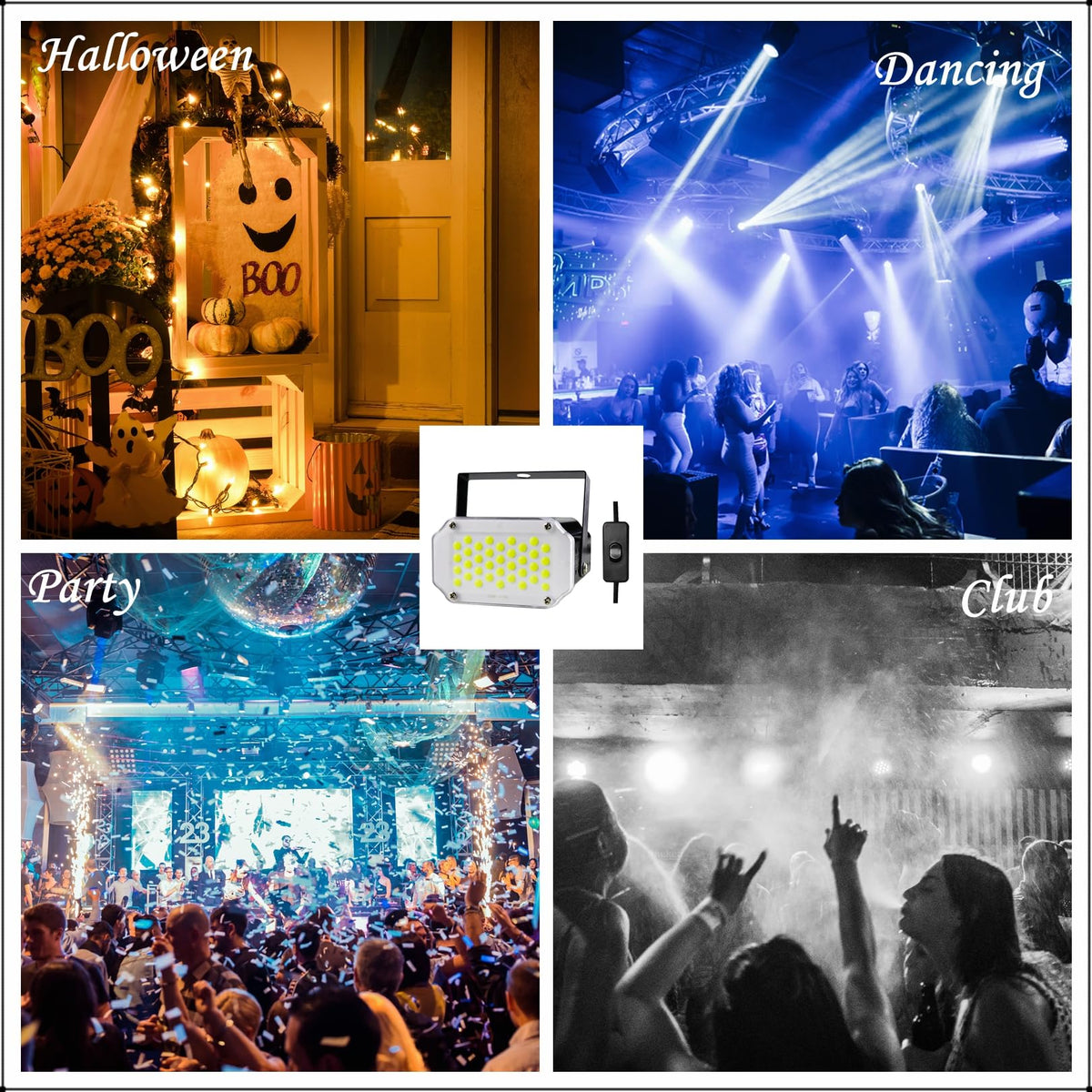 AQOOL 2-Pack LED White Strobe Lights for Halloween, Mini 36 LED Strobe