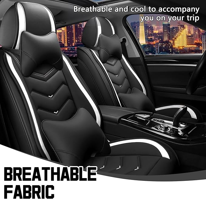 CTDS Car Seat Covers for Honda Accord 2000-2026, Stylish Sport Seat Cover, Premium Nappa Leather Car Seat Cover. Automobile Seat Covers Sets.(Luxury 2 Seats/Black White)