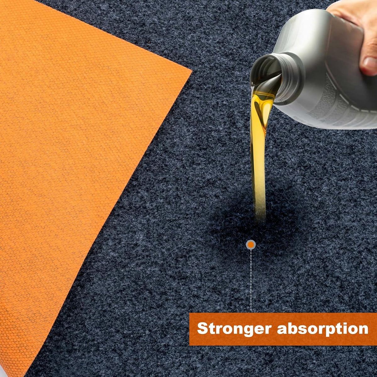 17 * 7.4 Ft Heavy Duty Oil Spill Mat, 6.5mm Thickened Extra Large Garage Floor Mat for Under Car, 1/4" Waterproof Rubber Backing Absorbs Oil Quickly, Washable, Reusable, Durable, Non-Slip