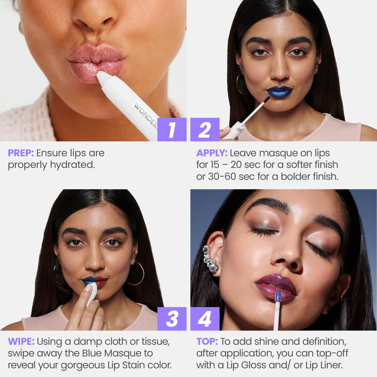Wonderskin Wonder Blading Lip Stain Peel Off Masque - Long Lasting, Waterproof and Transfer Proof Pink Lip Tint, Matte Finish Peel Off Makeup (Romance + Whimsical Masque)