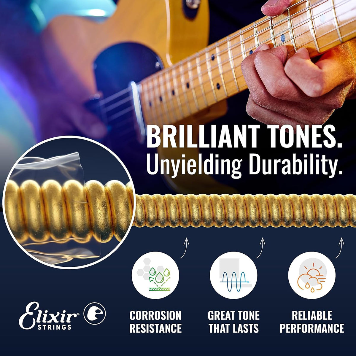 Elixir Strings - Nickel Plated Steel Electric Guitar Strings with OPTIWEB Coating - Elixir Electric Guitar Strings - 3 Pack, Super Light 9-.42