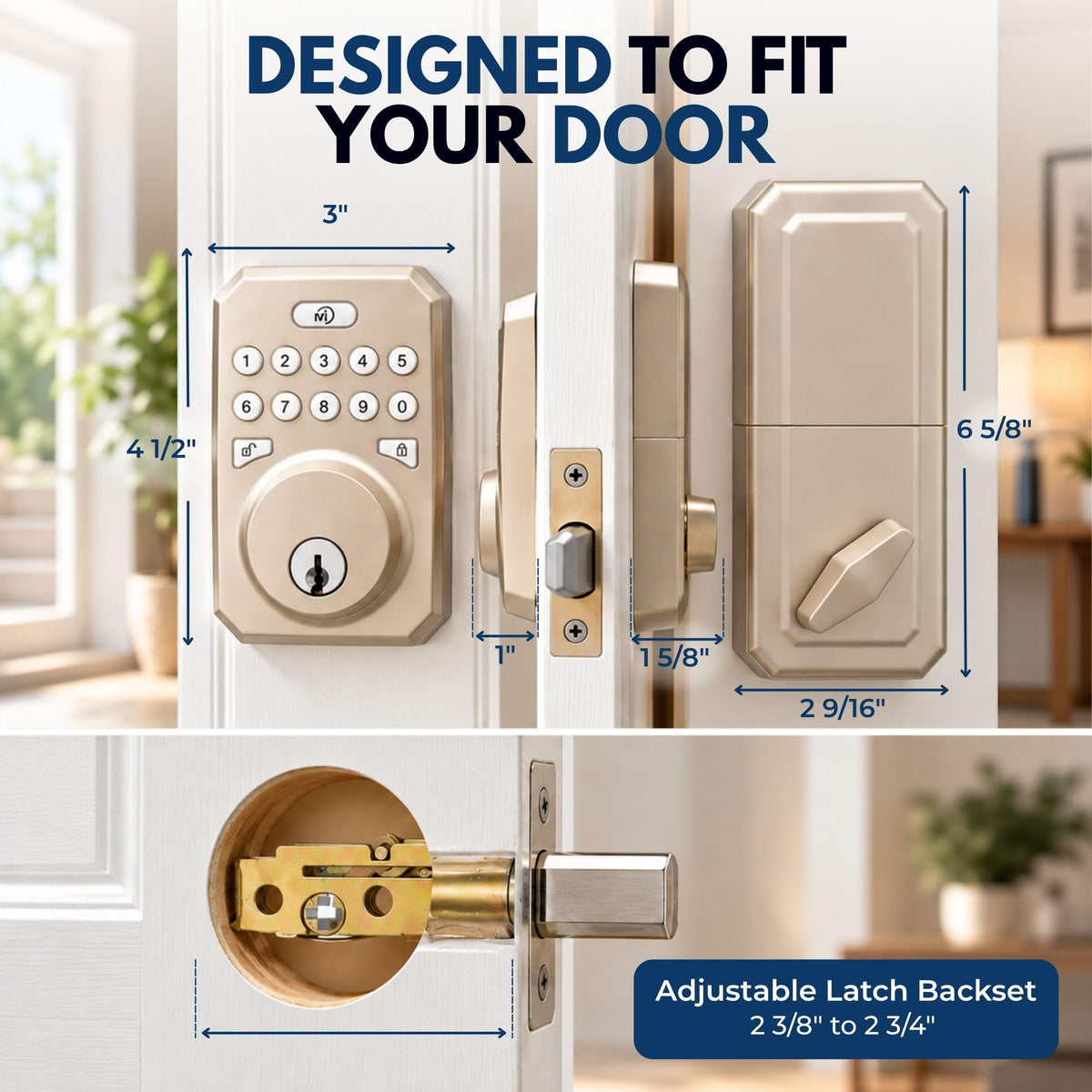 MiLocks Keyless Entry Door Lock with Keypad, Deadbolt, Satin Nickel