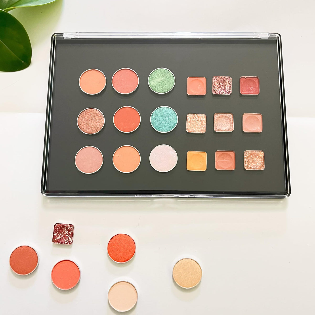 UDTIP 2 Pack XL large Magnetic Makeup Palette with Clear Top, Empty Cosmetics Pan Dispensing Storage Box with 40pcs Metal Sticker for DIY Eyeshadow Lipstick Blush Powder- 9.25'' x6.57''