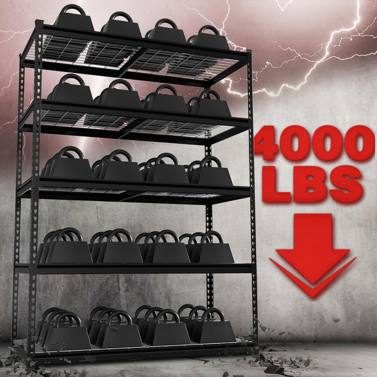 WORKPRO 4000LBS Heavy Duty Shelving, 48”W x 24”D x 72”H, 5-Tier Storage Shelves, Adjustable Metal Shelving, Garage Shelving for Basement, Warehouse, Workshop, 10 Pack