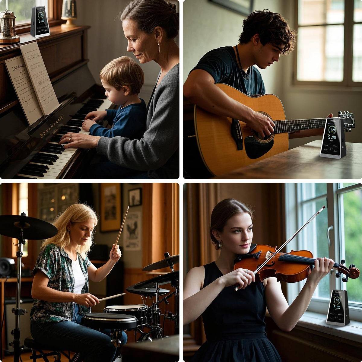 SDREAM Digital Metronome for Piano,Guitar,Violin,Rechargeable LCD Electronic Metronome with Human Voice,Professional Metronome for Beginners & Musicians,Instrument Volume & Beat Speed Adjustable