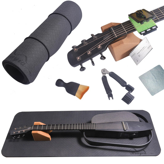 Guitar Repair Kit with Work Mat & Adjustable Neck Rest - All-In-One Maintenance Tool Set for String Changes & Cleaning - Luthier-Grade Setup Kit for Acoustic Electric Guitar Bass Ukulele