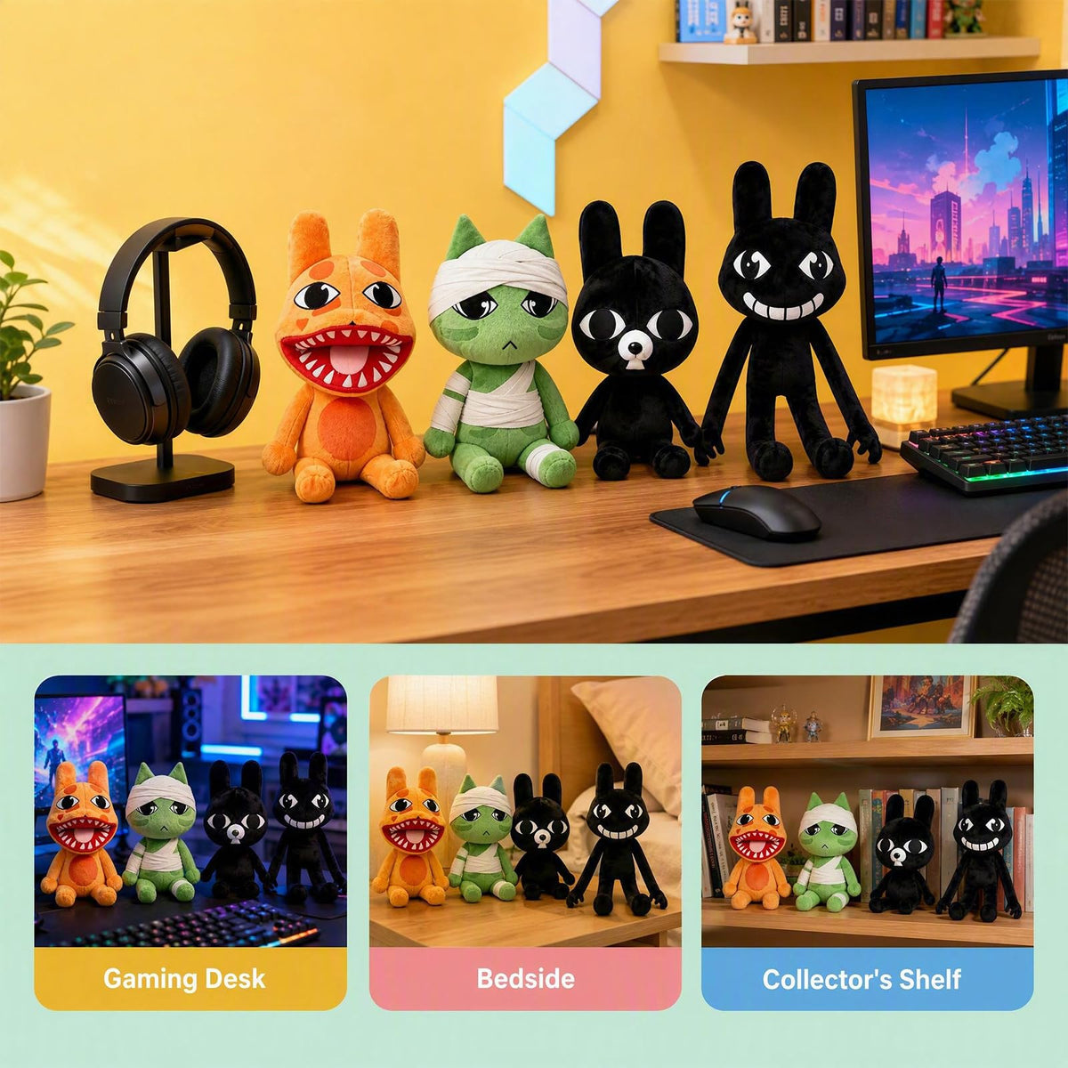 4Pack Animal Hospital Plush, Ratthew, Stalker, Intern, Smudge Horror Game Collectible Plushies, 11inch Soft Plush Toy for Game Fans