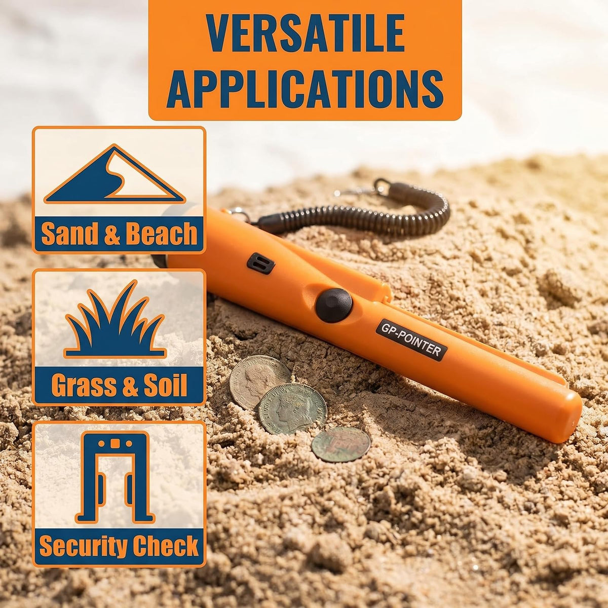 Handheld Metal Detector, Metal Detector Pinpointer Portable 360° Sensitivity Finder with LED Light, Audio & Vibration Alerts for Coin, Silver, Jewelry, Gold Discovery Sand/Lawn/Soil, Security Check