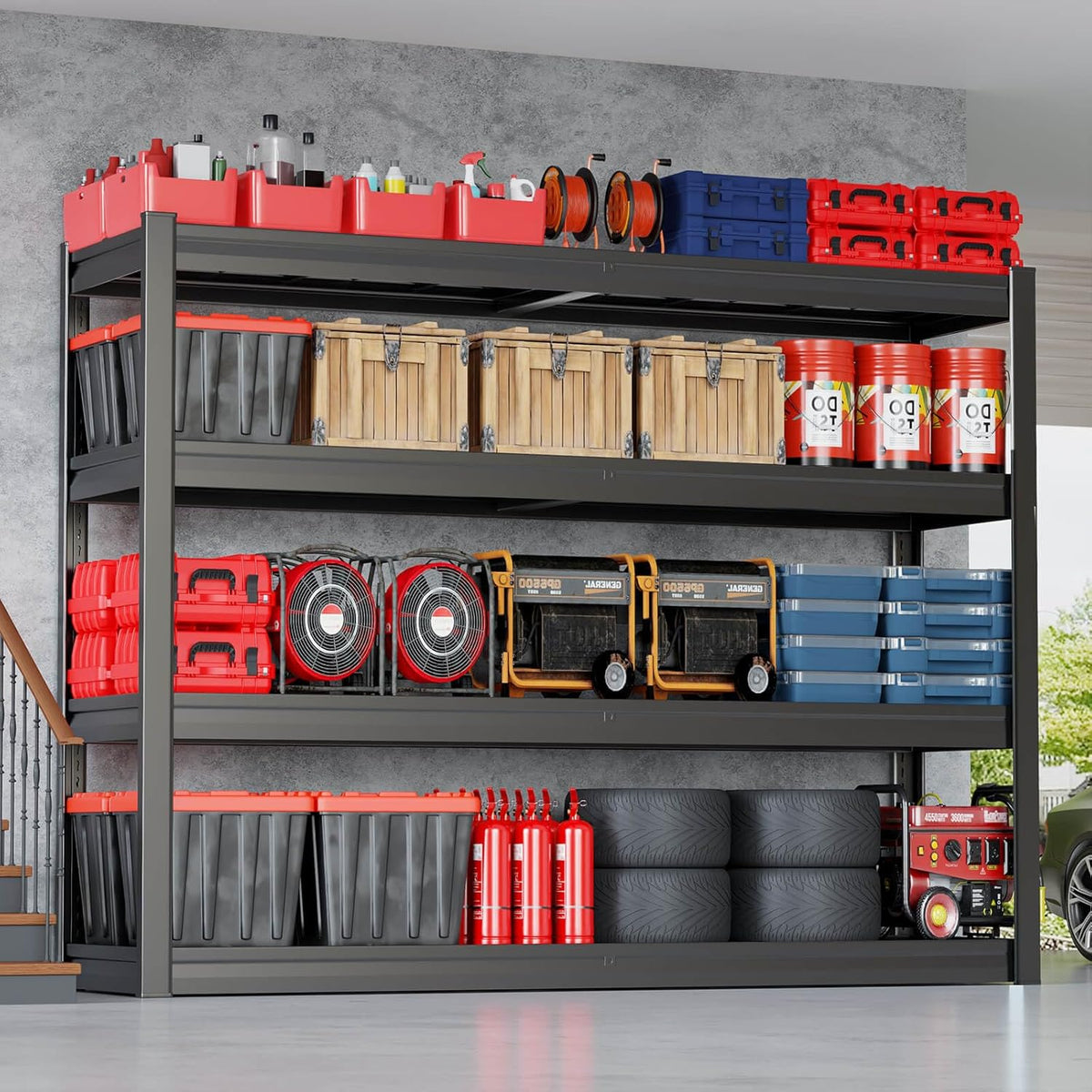 67" Wide Garage Shelving Unit, 30" D Heavy Duty Garage Storage Shelves,3500 LBS Capacity, Industrial Adjustable Shelves for Basement Warehouse