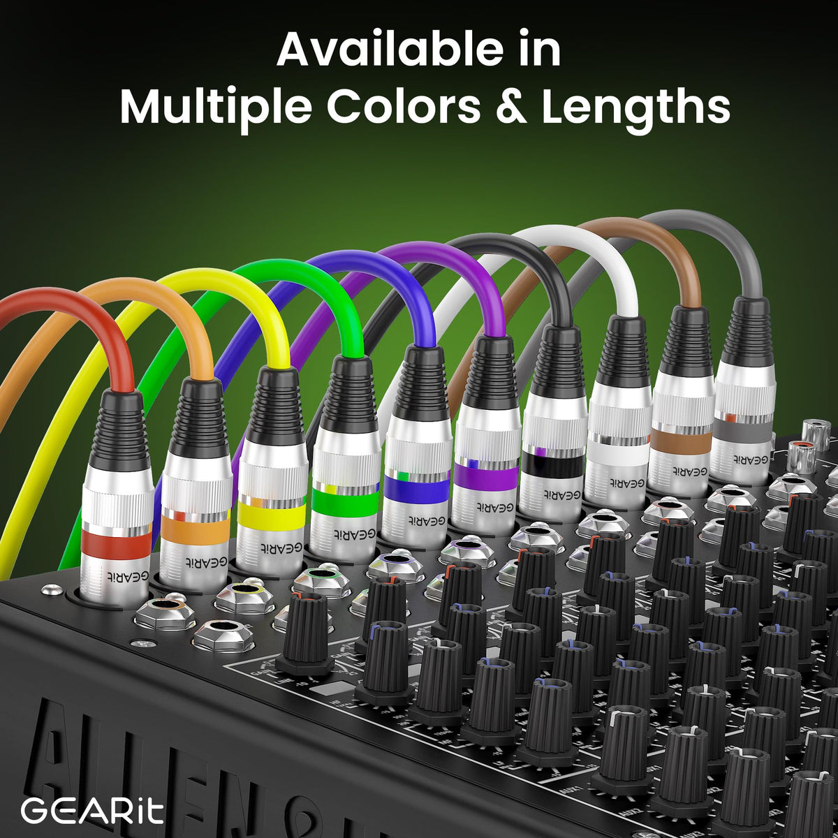 GEARit DMX Cable 50FT 2-Pack 3-Pin Male to Female for DJs and Event Techs