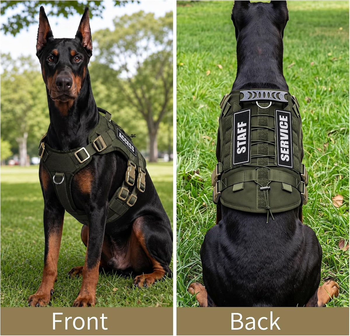Tactical Dog Harness for Large Dogs Heavy Duty No Pull Dog Harness with Handle Adjustable 6-Buckle German Shepherd Big Size Dog Vest for Walking Training Hunting